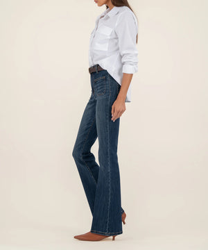 Kut Ana High Rise Flare w/ Patch Pockets in Deductive Wash