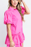 Pink Solid Ruffle Bottom Dress