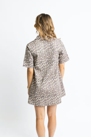 Karlie Leopard Denim Swing Dress