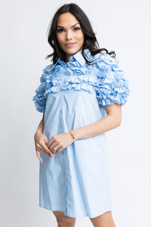 Karlie Poplin Ruffle Shirt Dress