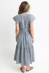 Karlie Blue Stripe Button Down Maxi Dress