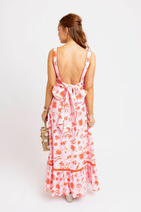 Karlie | Pink Beach Linen Tie Back Maxi Dress