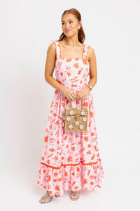 Karlie | Pink Beach Linen Tie Back Maxi Dress