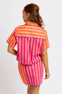 Karlie | Fuchsia Stripe Colorblock Scallop Skirt (SKIRT ONLY) (1 SMALL)