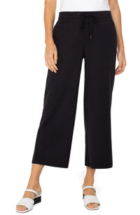 Liverpool | Pull on Wide Leg Crop Trouser in Black (1 LARGE)