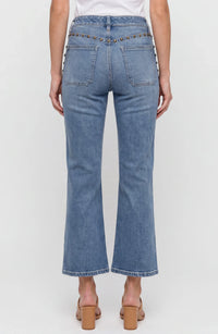 Liverpool | Bronzed Blue Hannah Flare w/ Patch Pockets + Studs