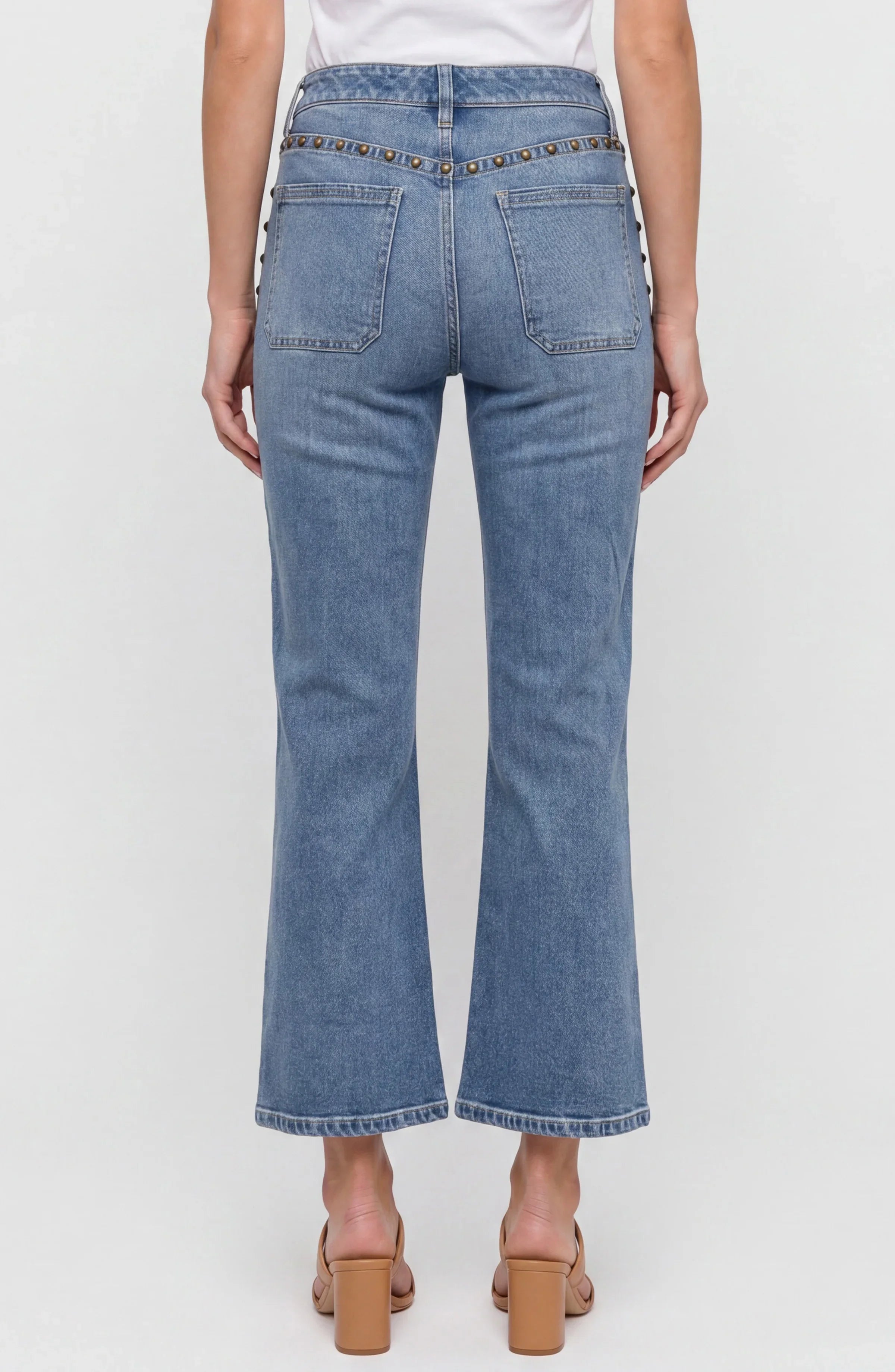 Liverpool | Bronzed Blue Hannah Flare w/ Patch Pockets + Studs