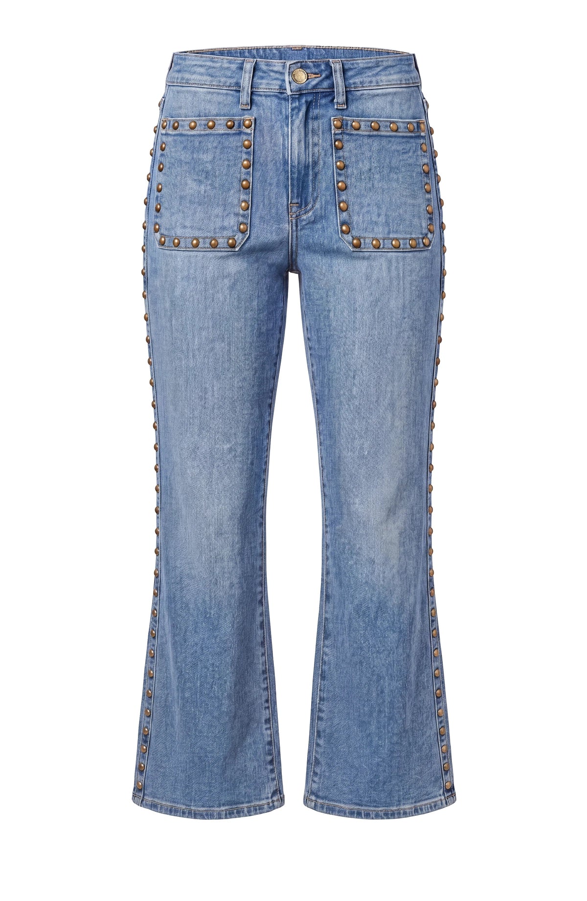 Liverpool | Bronzed Blue Hannah Flare w/ Patch Pockets + Studs