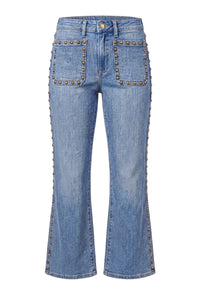 Liverpool | Bronzed Blue Hannah Flare w/ Patch Pockets + Studs