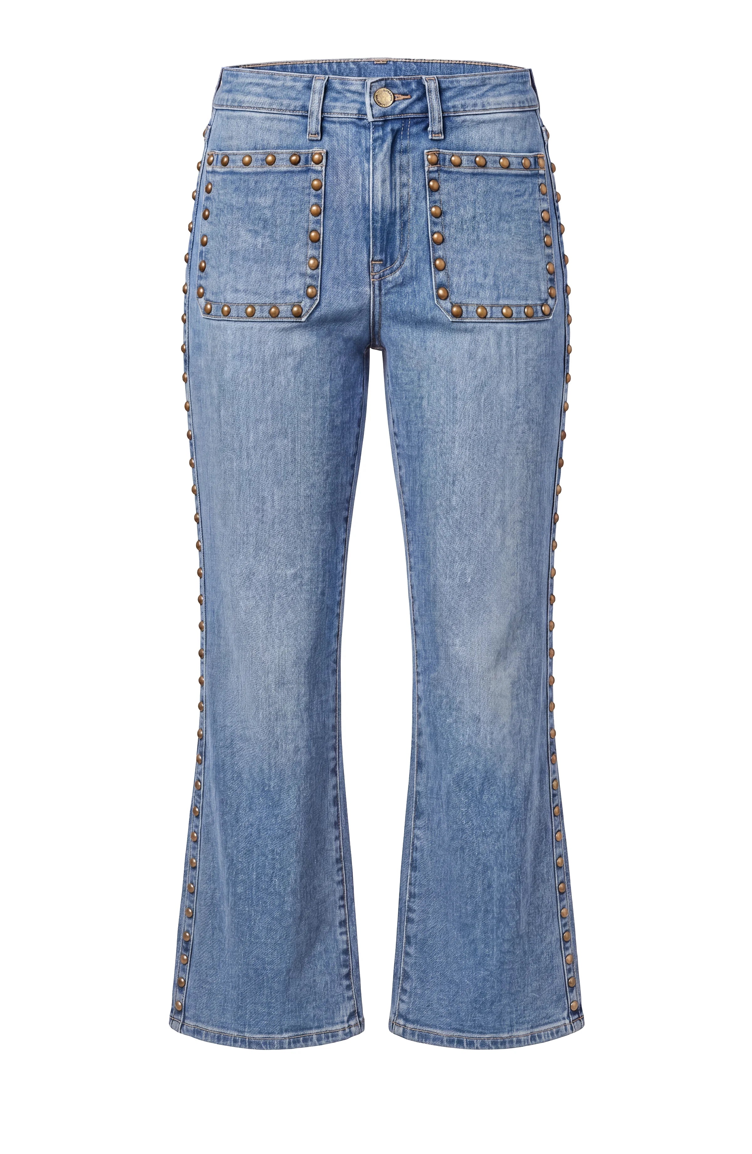 Liverpool | Bronzed Blue Hannah Flare w/ Patch Pockets + Studs