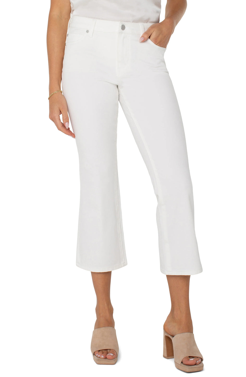Liverpool White Hannah Cropped Flare