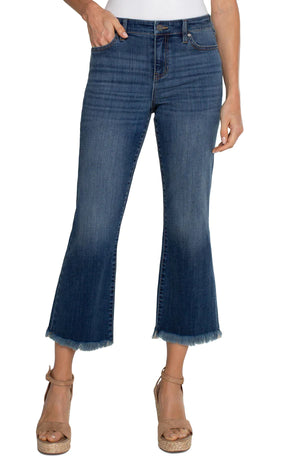 Liverpool Hannah Cropped Frayed Hem Flare in Elkmont Wash