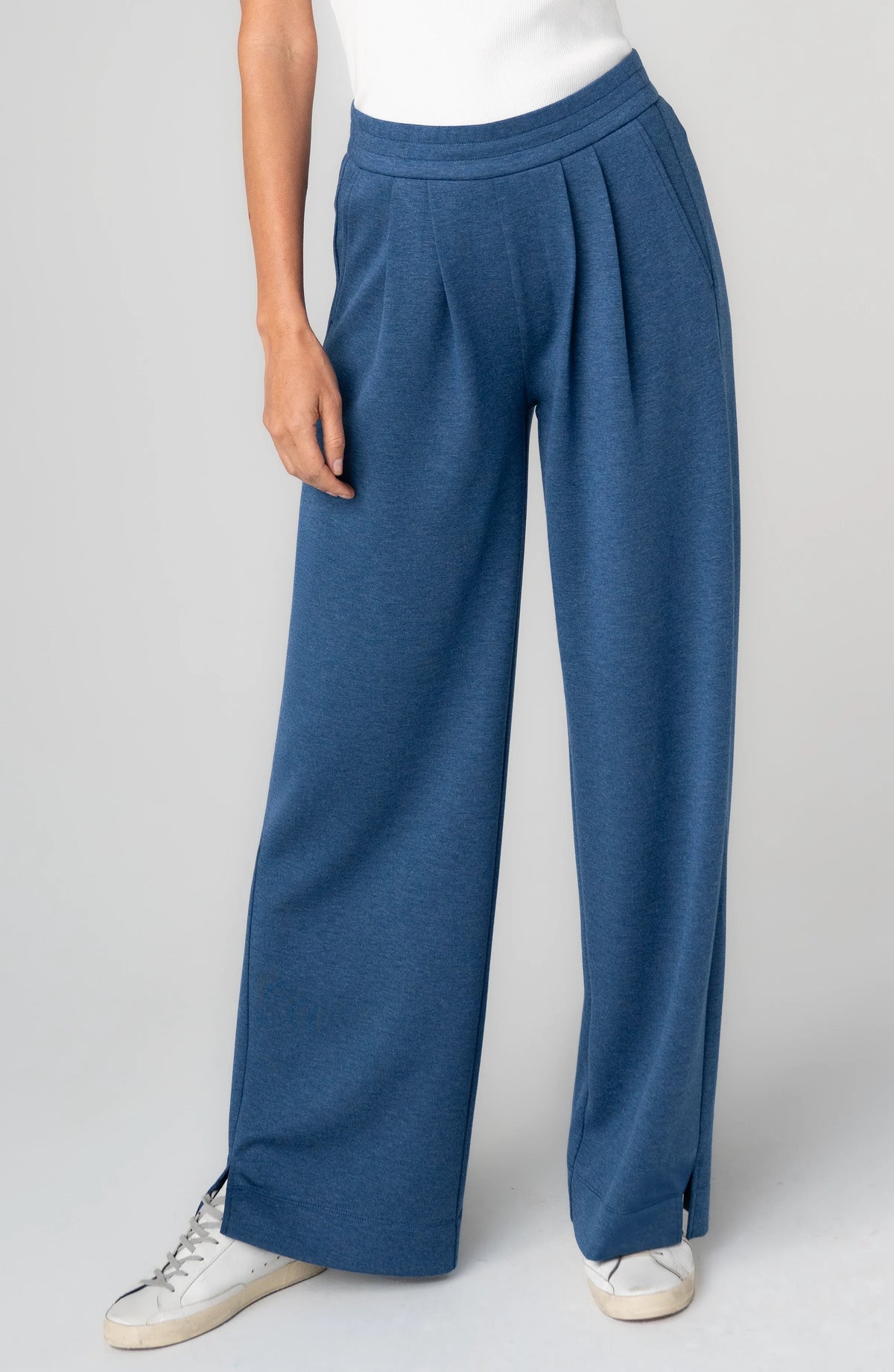 Livrepool | Heathered Navy Pull-On Pleat Wide Pant (Set Sold Separately)