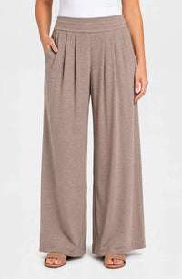 Livrepool | Heathered Taupe Pull-On Pleat Wide Pant (Set Sold Separately)