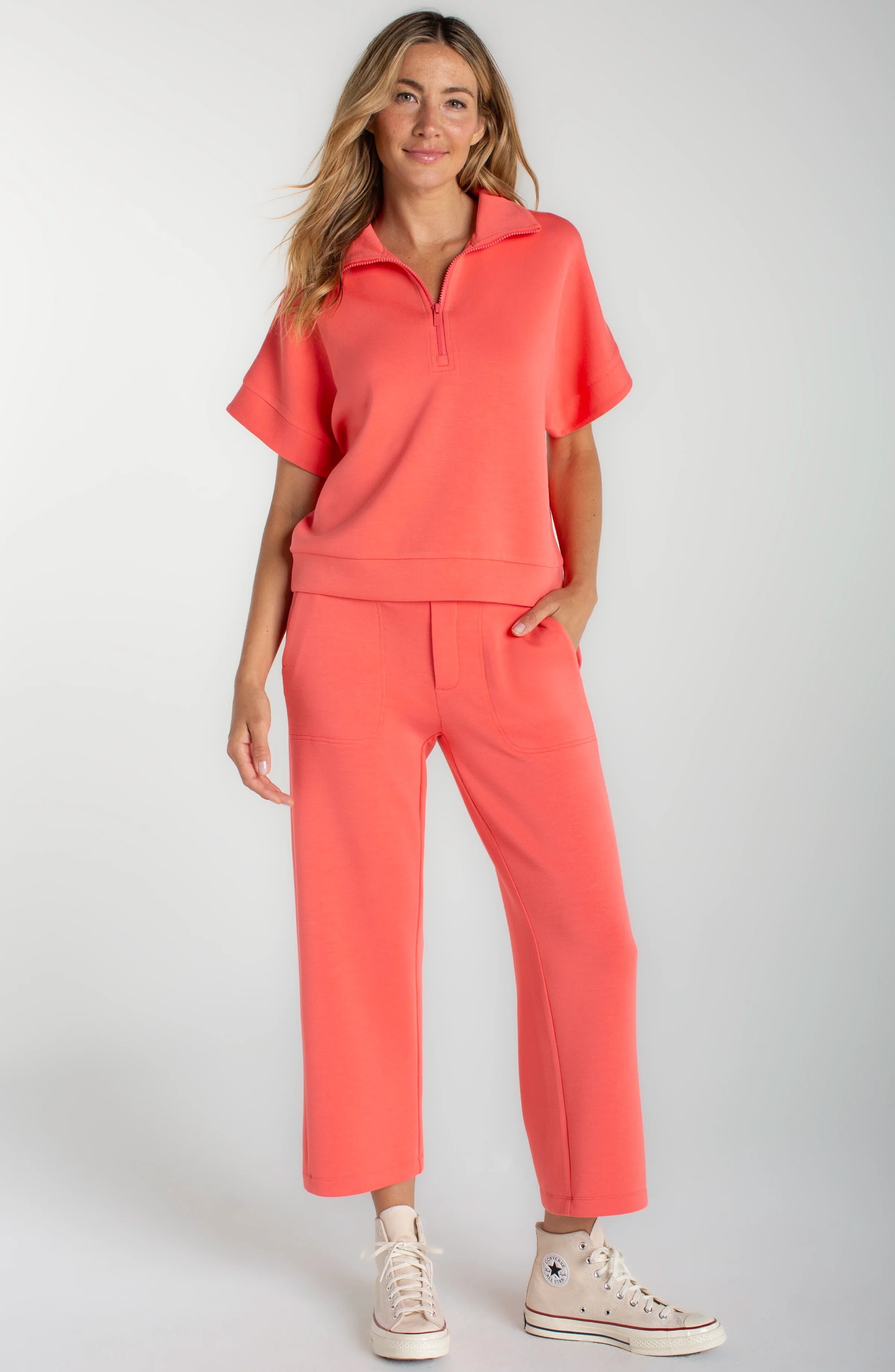 Liverpool | Half Zip Popover in Sunset Coral (1 XS)