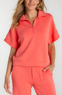 Liverpool | Half Zip Popover in Sunset Coral (1 XS)