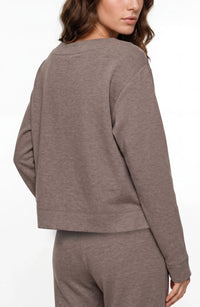 Livrepool | Heathered Taupe Boat Neck Top (Set Sold Separately)