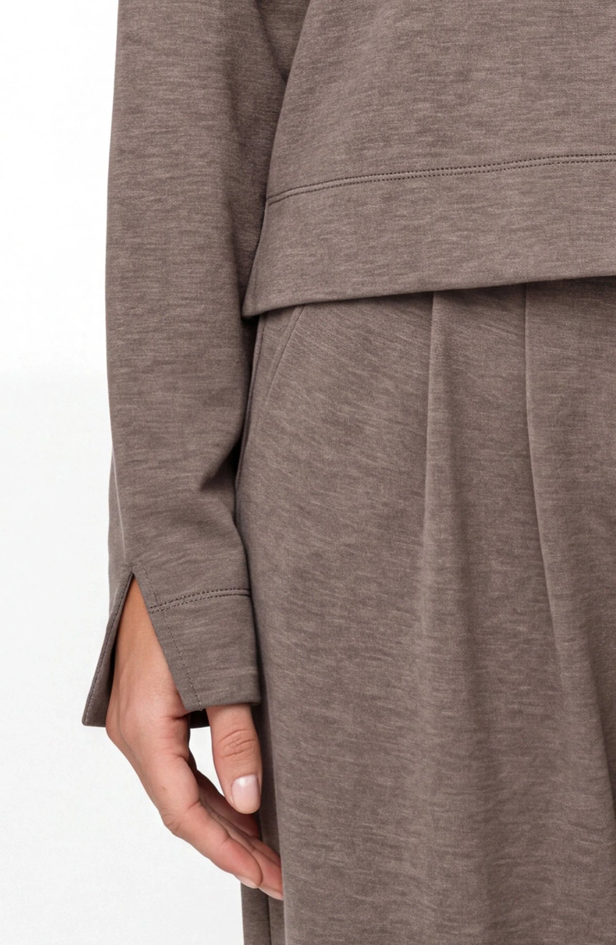 Livrepool | Heathered Taupe Boat Neck Top (Set Sold Separately)