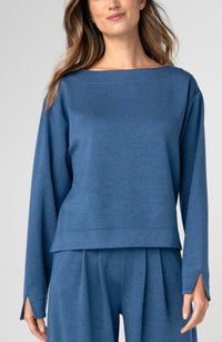 Livrepool | Heathered Navy Boat Neck Top (Set Sold Separately)
