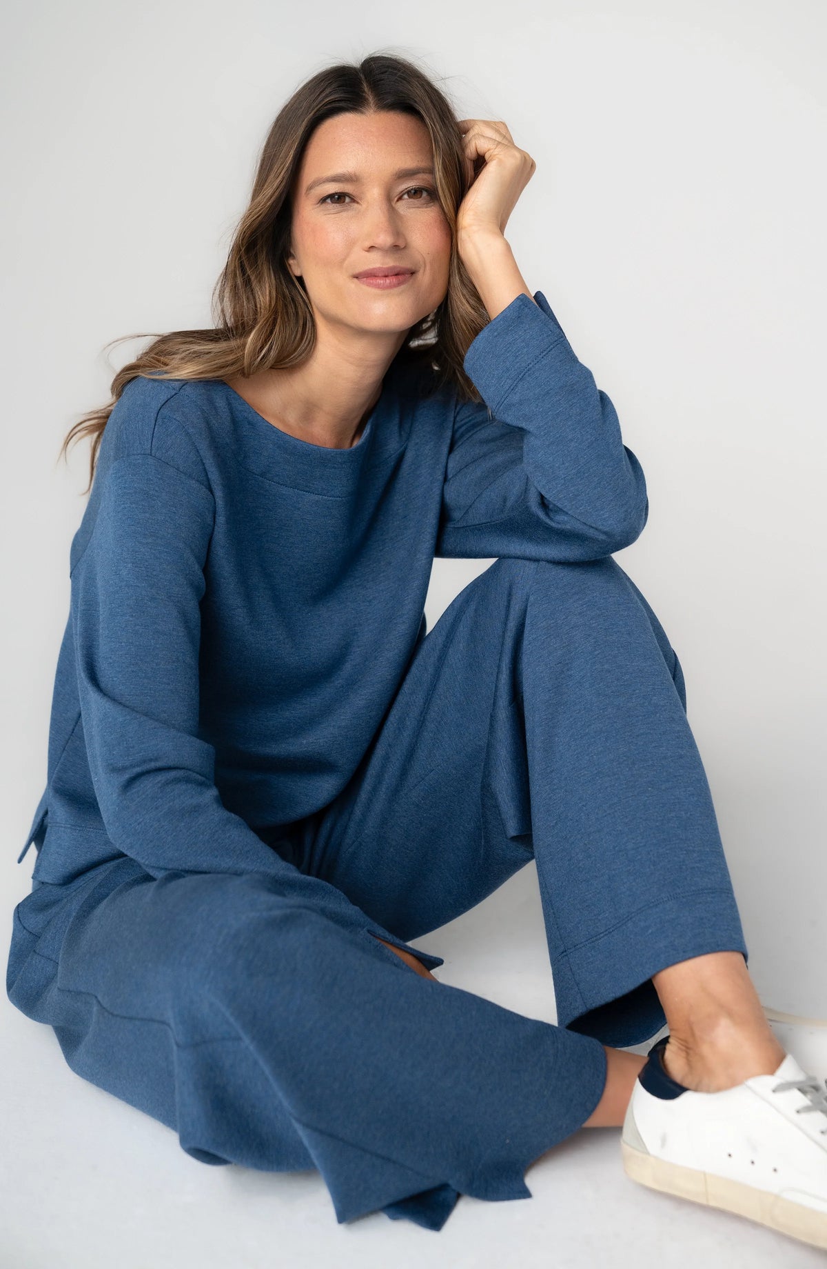 Livrepool | Heathered Navy Boat Neck Top (Set Sold Separately)