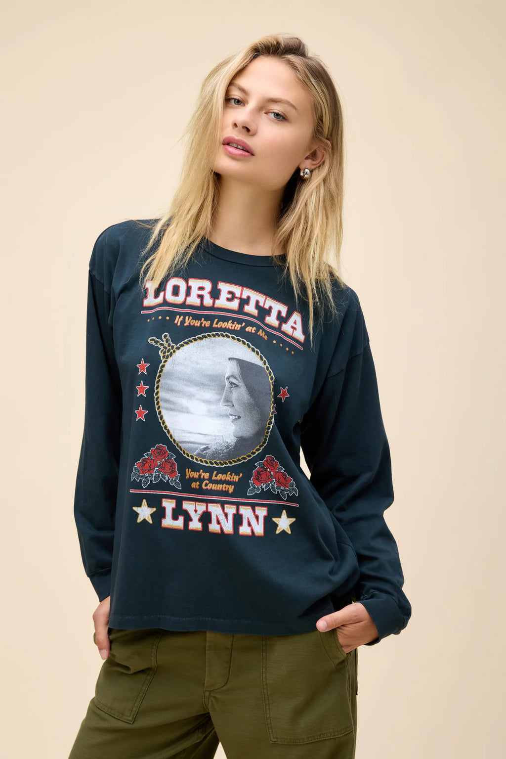 Daydreamer Loretta Lynn Lookin' At Country Relaxed Long Sleeve Top