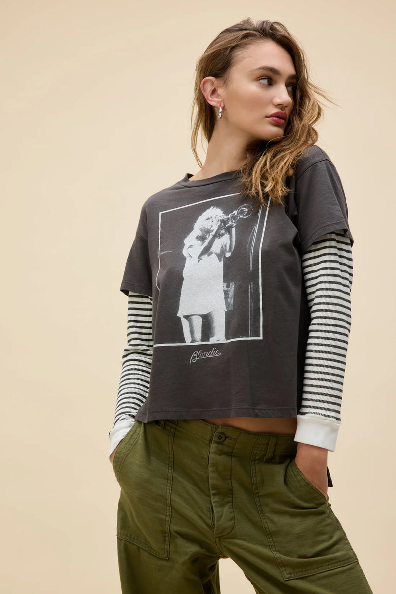 Daydreamer Blondie Trumpet Photo Solo Twofer Long Sleeve Rocker Tee