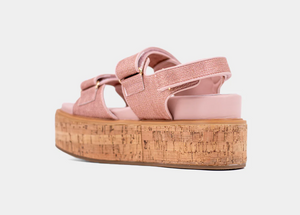 ShuShop Lucille Platform Strap Back in Blush Metallic Woven