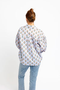 Karlie | Blue London Floral Poplin Button-Up Top
