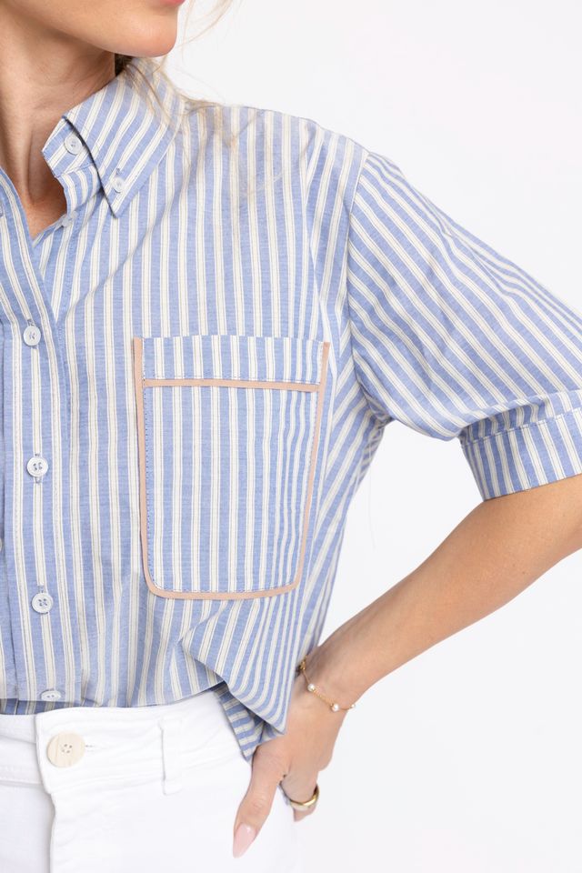 Karlie | Blue Stripe Pocket Camp Top (1 LARGE)