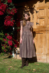 Moon River | Chocolate Flutter Sleeve Smocked Midi