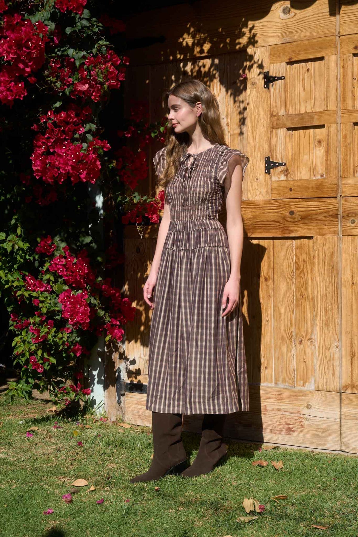 Moon River | Chocolate Flutter Sleeve Smocked Midi