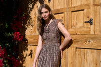 Moon River | Chocolate Flutter Sleeve Smocked Midi