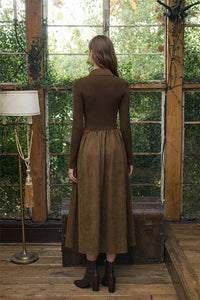 Moon River | Olive Front Lace-Up Tie 2fer Midi