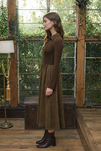 Moon River | Olive Front Lace-Up Tie 2fer Midi