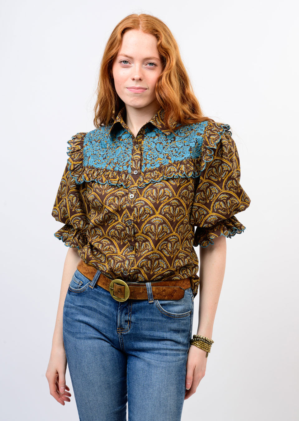 Ivy Jane | Embroidered Brown Floral Mary Top