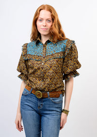 Ivy Jane | Embroidered Brown Floral Mary Top