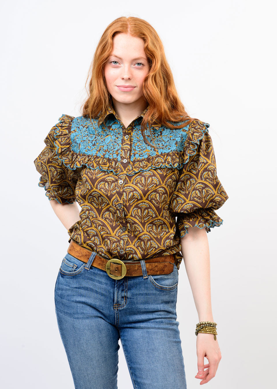 Ivy Jane | Embroidered Brown Floral Mary Top