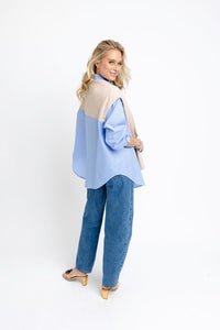 Karlie | Hailey Blue Stripe Poplin Sweater Buttondown