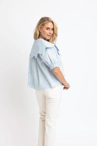 Karlie | Floral Stripe Collar Button Top