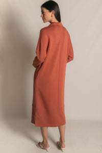 Buttery Soft Collared Long Sleeve Midi Dress in Rose (1 XS)