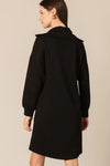 Black Quarter Zip Butter Material Dress