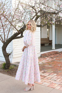 Karlie | Pink French Floral Tier Maxi Dress
