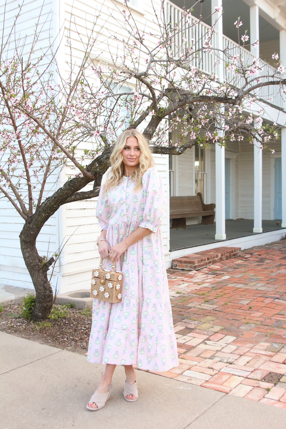 Karlie | Pink French Floral Tier Maxi Dress