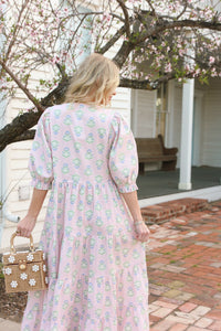 Karlie | Pink French Floral Tier Maxi Dress
