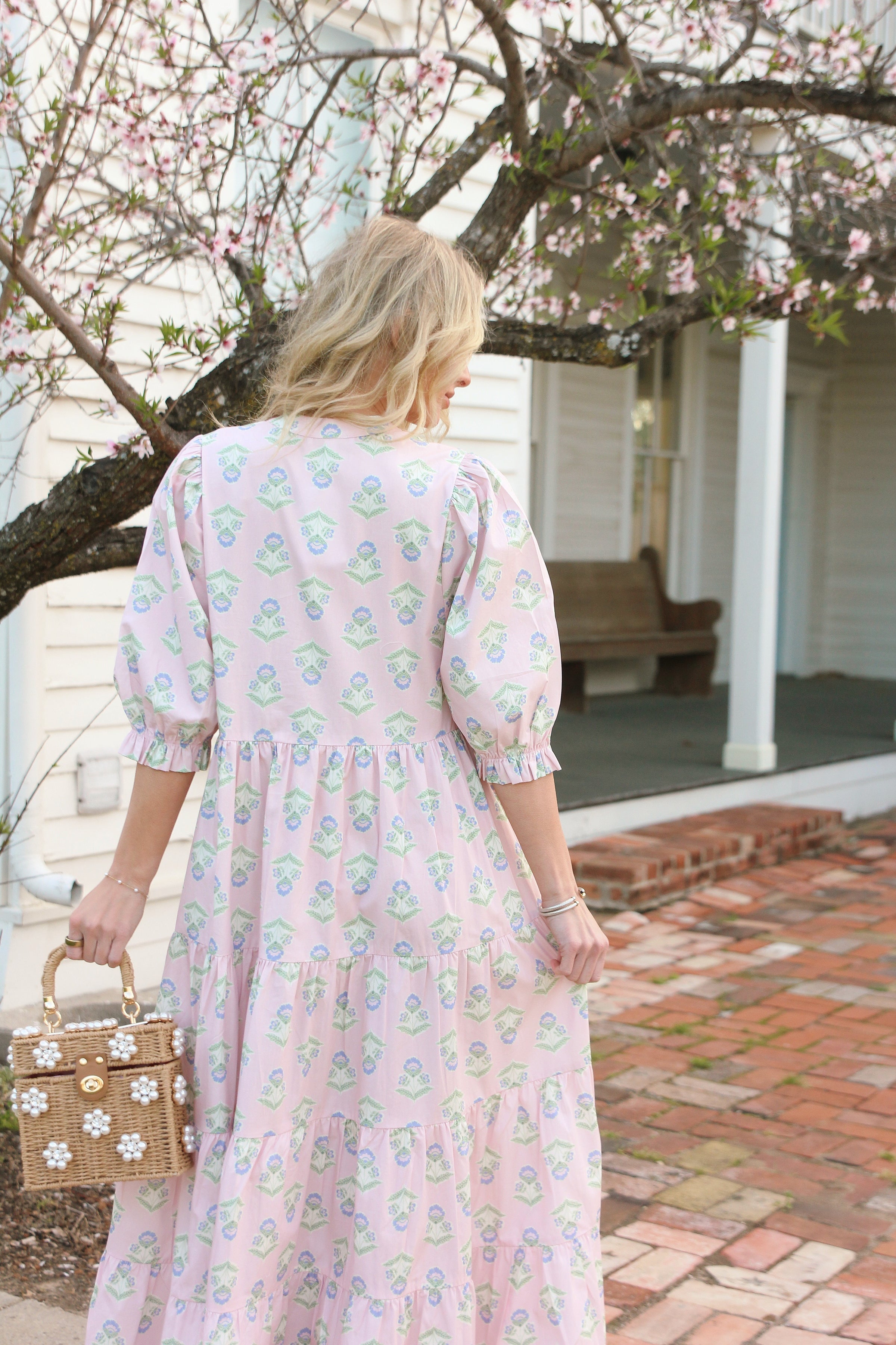 Karlie | Pink French Floral Tier Maxi Dress