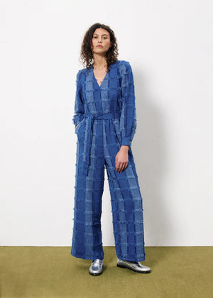 FRNCH Denim Patchwork Jumpsuit