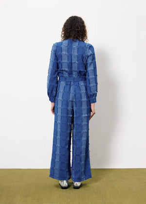 FRNCH Denim Patchwork Jumpsuit