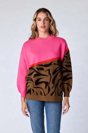 CROSBY Maxton Sweater in Pink Zebra
