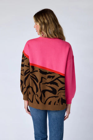 CROSBY Maxton Sweater in Pink Zebra
