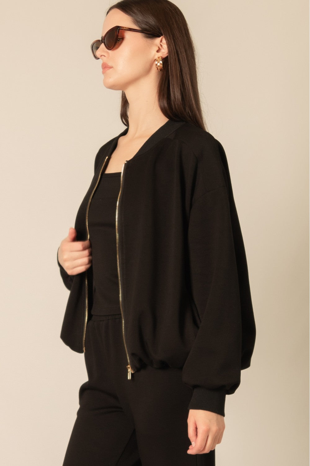 Buttery Soft Bubble Bomber Jacket in Black